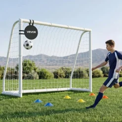 VEVOR Soccer Goal 8 x 6 FT PVC Soccer Goal for Backyard with PE Net, Portable Weatherproof Set, with High-Strength PE Net, Target, Cones, for Youth Kids & Adults Outdoor Backyard Practice Training