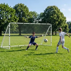 VEVOR Soccer Goal 12 x 6 FT Soccer Goal for Backyard with Iron Frame PE Net, Portable & Durable Set, High-Strength Net, Ground Stakes, Straps, for Youth & Adults Outdoor Backyard Practice Training