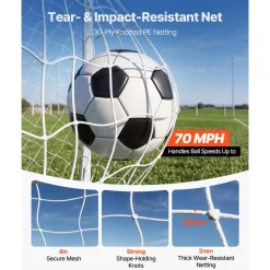 VEVOR Soccer Goal 12 x 6 FT Soccer Goal for Backyard with Iron Frame PE Net, Portable & Durable Set, High-Strength Net, Ground Stakes, Straps, for Youth & Adults Outdoor Backyard Practice Training