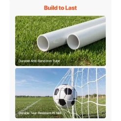 VEVOR Soccer Goal 12 x 6 FT Soccer Goal for Backyard with Iron Frame PE Net, Portable & Durable Set, High-Strength Net, Ground Stakes, Straps, for Youth & Adults Outdoor Backyard Practice Training