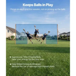 VEVOR Soccer Goal 9 x 5 FT Soccer Goal for Backyard with Iron Frame PE Net, Durable Backstop, Target Net, Ground Stakes, Ropes, for Youth & Adults, Outdoor Sports, Backyard Practice Training Games