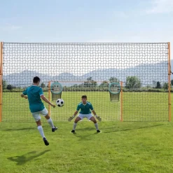 VEVOR Soccer Goal 9 x 5 FT Soccer Goal for Backyard with Iron Frame PE Net, Durable Backstop, Target Net, Ground Stakes, Ropes, for Youth & Adults, Outdoor Sports, Backyard Practice Training Games