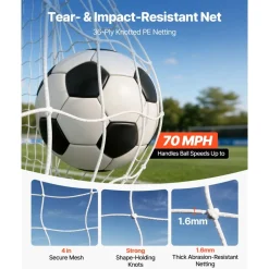 VEVOR Soccer Goal 9 x 5 FT Soccer Goal for Backyard with Iron Frame PE Net, Durable Backstop, Target Net, Ground Stakes, Ropes, for Youth & Adults, Outdoor Sports, Backyard Practice Training Games