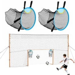 VEVOR Soccer Goal 9 x 5 FT Soccer Goal for Backyard with Iron Frame PE Net, Durable Backstop, Target Net, Ground Stakes, Ropes, for Youth & Adults, Outdoor Sports, Backyard Practice Training Games