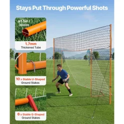 VEVOR Soccer Goal 16 x 7 FT Soccer Goal for Backyard with Iron Frame PE Net, Durable Backstop, Target Net, Ground Stakes, Ropes, for Youth & Adults, Outdoor Sports, Backyard Games, Practice Training