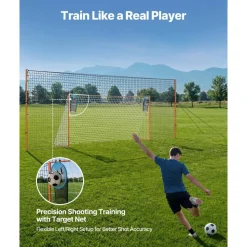 VEVOR Soccer Goal 16 x 7 FT Soccer Goal for Backyard with Iron Frame PE Net, Durable Backstop, Target Net, Ground Stakes, Ropes, for Youth & Adults, Outdoor Sports, Backyard Games, Practice Training