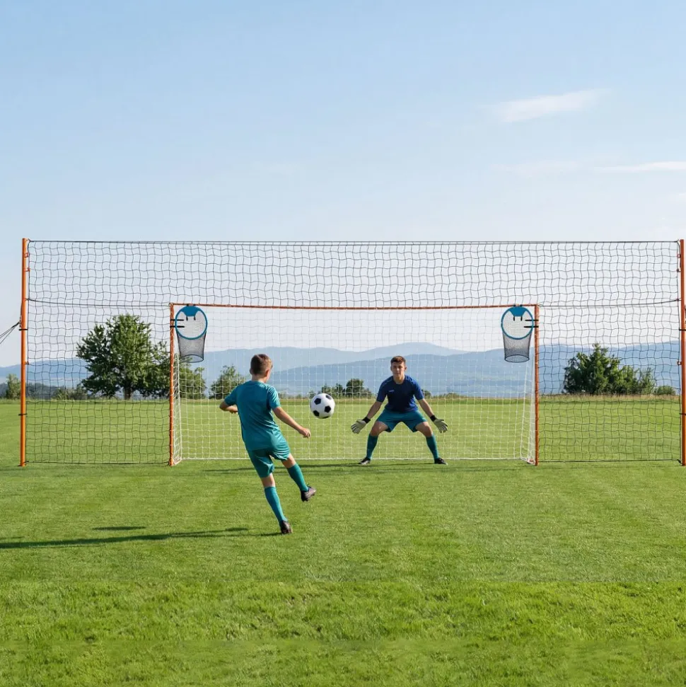 VEVOR Soccer Goal 16 x 7 FT Soccer Goal for Backyard with Iron Frame PE Net, Durable Backstop, Target Net, Ground Stakes, Ropes, for Youth & Adults, Outdoor Sports, Backyard Games, Practice Training