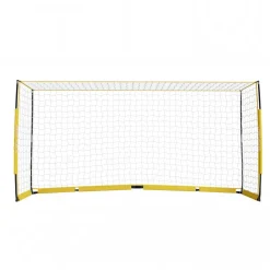 VEVOR Soccer Goal 12 x 6 FT Soccer Net for Backyard Collapsible Base Yellow, Portable & Quick Setup, with Metal Base, Carry Bag, Ground Stakes, for Youth & Adults Outdoor Backyard Practice Training