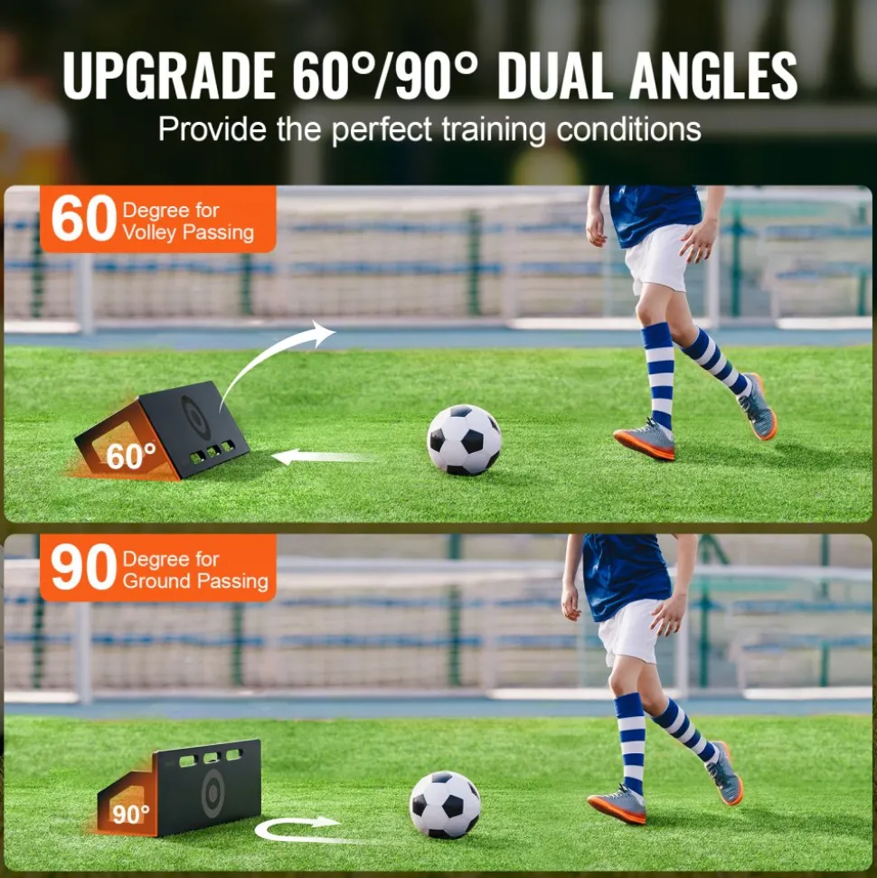VEVOR Soccer Rebounder Board, 40"X16" Portable Soccer Wall with 2 Angles Rebound, Foldable HDPE Kickback Rebound Board, Soccer Training Equipment for Kids and Adults, Passing & Shooting Practice