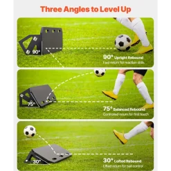 VEVOR Soccer Rebounder Board, 40 x 12 in Portable Soccer Rebound Wall, HDPE Sports Kick Back Trainer, 3 Adjustable Angles, Easy Setup Ball Practice Training Equipment for Passing & Reaction Skills