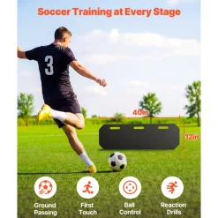 VEVOR Soccer Rebounder Board, 40 x 12 in Portable Soccer Rebound Wall, HDPE Sports Kick Back Trainer, 3 Adjustable Angles, Easy Setup Ball Practice Training Equipment for Passing & Reaction Skills