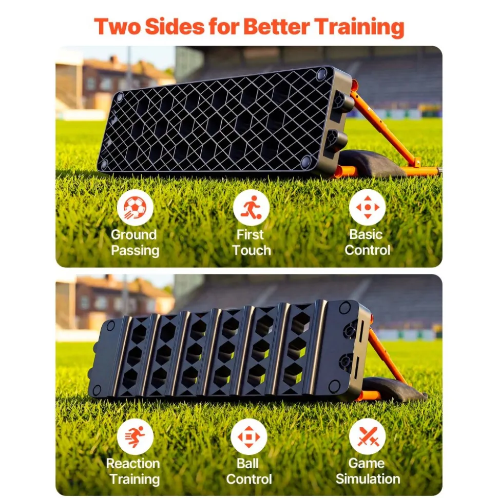 VEVOR Soccer Rebounder Board, 37.4 x 9.8 in Portable Soccer Rebound Wall, Dual Surface Sports Kick Back Trainer, 3 Adjustable Angles, Easy Setup Ball Practice Equipment for Passing & Reaction Skills
