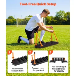 VEVOR Soccer Rebounder Board, 37.4 x 9.8 in Portable Soccer Rebound Wall, Dual Surface Sports Kick Back Trainer, 3 Adjustable Angles, Easy Setup Ball Practice Equipment for Passing & Reaction Skills