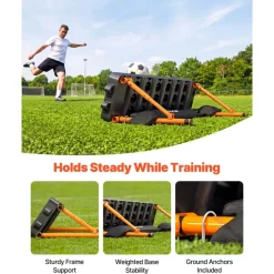VEVOR Soccer Rebounder Board, 37.4 x 9.8 in Portable Soccer Rebound Wall, Dual Surface Sports Kick Back Trainer, 3 Adjustable Angles, Easy Setup Ball Practice Equipment for Passing & Reaction Skills