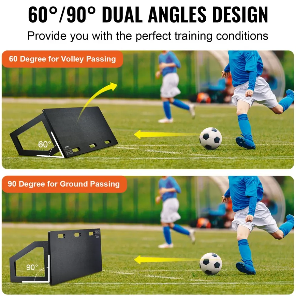 VEVOR Soccer Rebounder Board, 45"X18" Portable Soccer Wall with 2 Angles Rebound, Foldable HDPE Kickback Rebound Board, Soccer Training Equipment for Kids and Adults, Passing & Shooting Practice