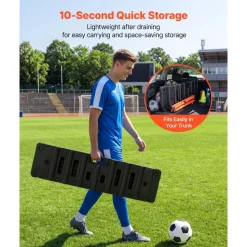VEVOR Soccer Rebounder Board, 37.4 x 9.8 in Dual-Sided Soccer Rebound Wall, 4 Adjustable Angles, Portable Water-Fillable PE Kickback Trainer, Ground Stakes for Kids Adults, Passing & Shooting Practice