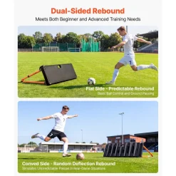 VEVOR Soccer Rebounder Board, 37.4 x 9.8 in Dual-Sided Soccer Rebound Wall, 4 Adjustable Angles, Portable Water-Fillable PE Kickback Trainer, Ground Stakes for Kids Adults, Passing & Shooting Practice