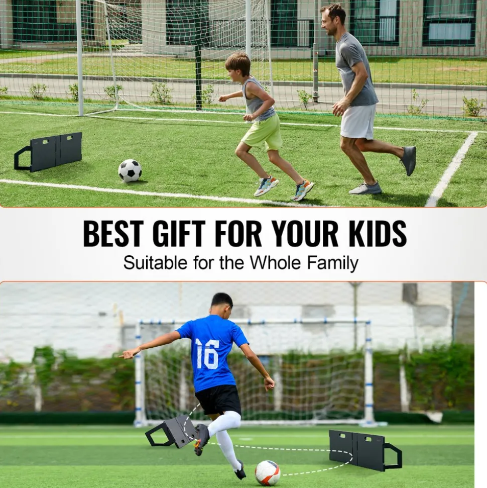 VEVOR Soccer Rebounder Board, 45"X13" Portable Soccer Wall with 2 Angles Rebound, Foldable HDPE Kickback Rebound Board, Soccer Training Equipment for Kids and Adults, Passing & Shooting Practice