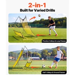 VEVOR Soccer Rebounder Net, 2-in-1 Soccer Goal Rebounder, Thickened Fiberglass Poles Iron Pipe for Team Solo Control, Passing Practice, Easy Setup Ball Training Equipment for Teens & Adults, 72