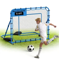 VEVOR Soccer Rebounder Net, Quick-Switch Angle Soccer Goal Rebounder for Control, Passing Practice, Heavy-Duty Iron Frame & PE Net, Easy Setup Ball Training Aids & Equipment for Teens&Adults,5 x 4 ft