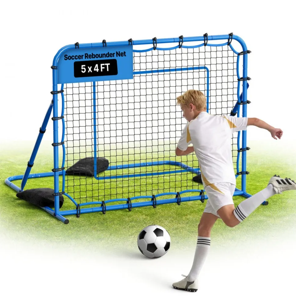 VEVOR Soccer Rebounder Net, Quick-Switch Angle Soccer Goal Rebounder for Control, Passing Practice, Heavy-Duty Iron Frame & PE Net, Easy Setup Ball Training Aids & Equipment for Teens&Adults,5 x 4 ft