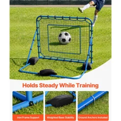 VEVOR Soccer Rebounder Net, Quick-Switch Angle Soccer Goal Rebounder for Control, Passing Practice, Heavy-Duty Iron Frame & PE Net, Easy Setup Ball Training Aids & Equipment for Teens&Adults,5 x 4 ft