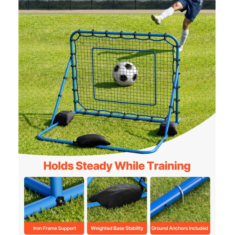 VEVOR Soccer Rebounder Net, Quick-Switch Angle Soccer Goal Rebounder for Control, Passing Practice, Heavy-Duty Iron Frame & PE Net, Easy Setup Ball Training Aids & Equipment for Teens&Adults,5 x 4 ft
