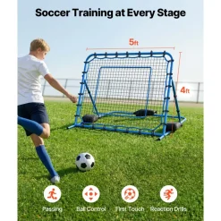 VEVOR Soccer Rebounder Net, Quick-Switch Angle Soccer Goal Rebounder for Control, Passing Practice, Heavy-Duty Iron Frame & PE Net, Easy Setup Ball Training Aids & Equipment for Teens&Adults,5 x 4 ft
