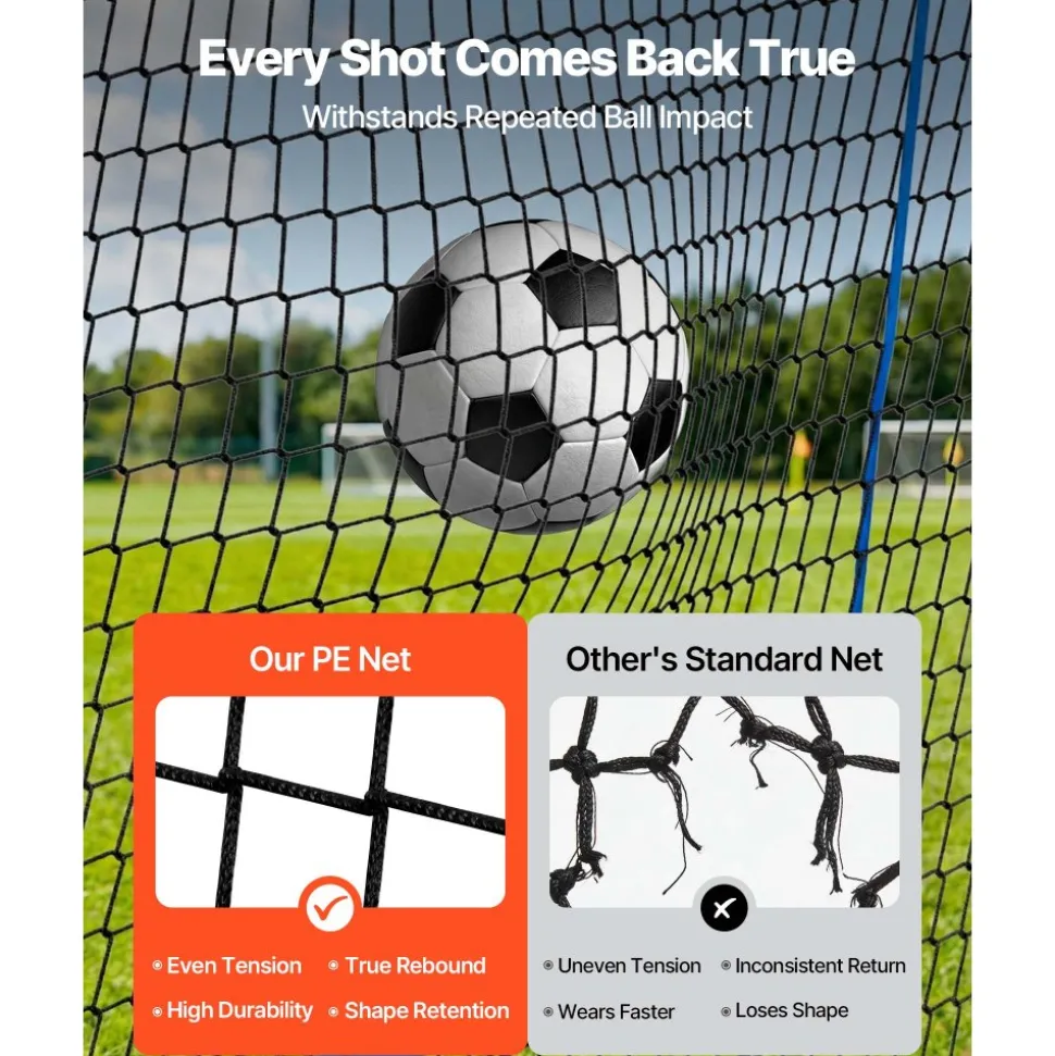 VEVOR Soccer Rebounder Net, Quick-Switch Angle Soccer Goal Rebounder for Control, Passing Practice, Heavy-Duty Iron Frame & PE Net, Easy Setup Ball Training Aids & Equipment for Teens&Adults,5 x 4 ft