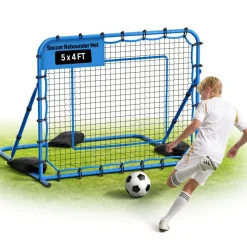 VEVOR Soccer Rebounder Net, Quick-Switch Angle Soccer Goal Rebounder for Control, Passing Practice, Heavy-Duty Iron Frame & PE Net, Easy Setup Ball Training Aids & Equipment for Teens&Adults,5 x 4 ft