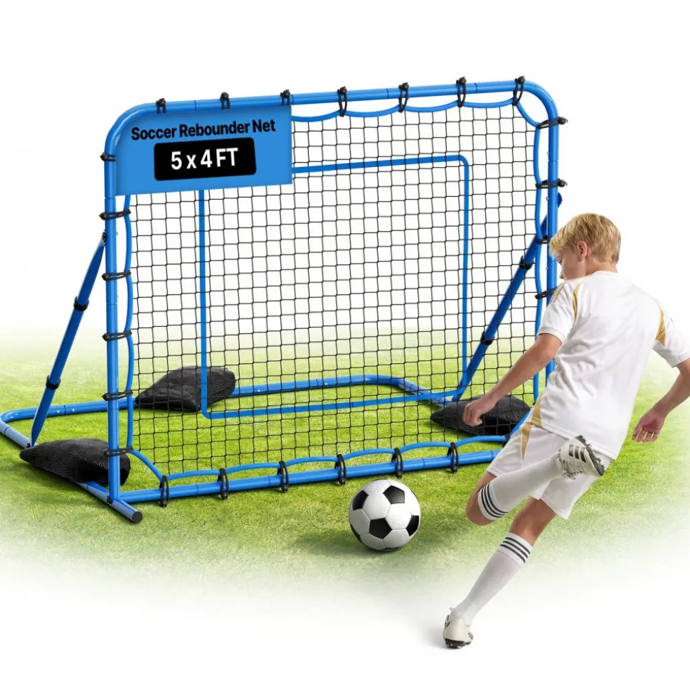 VEVOR Soccer Rebounder Net, Quick-Switch Angle Soccer Goal Rebounder for Control, Passing Practice, Heavy-Duty Iron Frame & PE Net, Easy Setup Ball Training Aids & Equipment for Teens&Adults,5 x 4 ft
