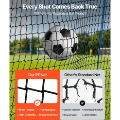 VEVOR Soccer Rebounder Net, Quick-Switch Angle Soccer Goal Rebounder for Control, Passing Practice, Heavy-Duty Iron Frame & PE Net, Easy Setup Ball Training Aids & Equipment for Teens&Adults,7 x 4 ft