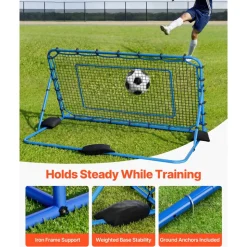 VEVOR Soccer Rebounder Net, Quick-Switch Angle Soccer Goal Rebounder for Control, Passing Practice, Heavy-Duty Iron Frame & PE Net, Easy Setup Ball Training Aids & Equipment for Teens&Adults,7 x 4 ft
