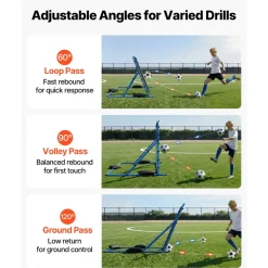 VEVOR Soccer Rebounder Net, Quick-Switch Angle Soccer Goal Rebounder for Control, Passing Practice, Heavy-Duty Iron Frame & PE Net, Easy Setup Ball Training Aids & Equipment for Teens&Adults,7 x 4 ft