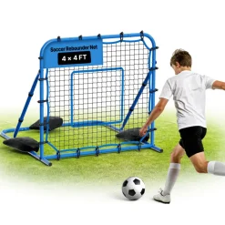 VEVOR Soccer Rebounder Net, Quick-Switch Angle Soccer Goal Rebounder for Control, Passing Practice, Heavy-Duty Iron Frame & PE Net, Easy Setup Ball Training Equipment for Teens&Adults,3.7 x 3.7 ft