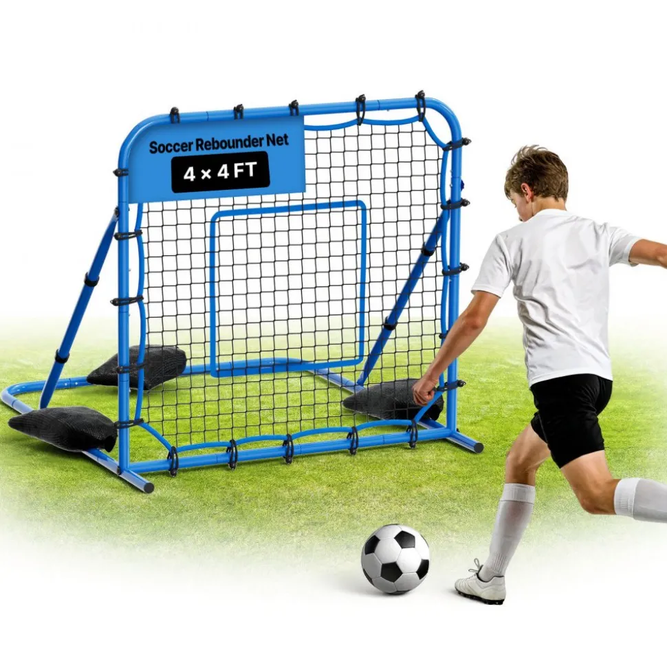 VEVOR Soccer Rebounder Net, Quick-Switch Angle Soccer Goal Rebounder for Control, Passing Practice, Heavy-Duty Iron Frame & PE Net, Easy Setup Ball Training Equipment for Teens&Adults,3.7 x 3.7 ft