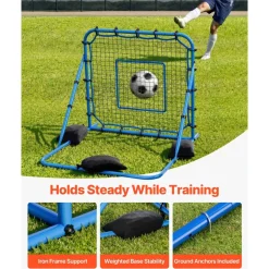 VEVOR Soccer Rebounder Net, Quick-Switch Angle Soccer Goal Rebounder for Control, Passing Practice, Heavy-Duty Iron Frame & PE Net, Easy Setup Ball Training Equipment for Teens&Adults,3.7 x 3.7 ft