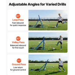 VEVOR Soccer Rebounder Net, Quick-Switch Angle Soccer Goal Rebounder for Control, Passing Practice, Heavy-Duty Iron Frame & PE Net, Easy Setup Ball Training Equipment for Teens&Adults,3.7 x 3.7 ft