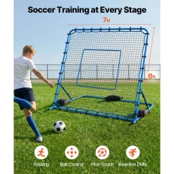 VEVOR Soccer Rebounder Net, Quick-Switch Angle Soccer Goal Rebounder for Control, Passing Practice, Heavy-Duty Iron Frame & PE Net, Easy Setup Ball Training Aids & Equipment for Teens&Adults,7 x 6 ft