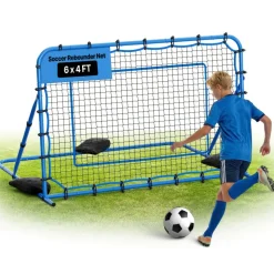 VEVOR Soccer Rebounder Net, Quick-Switch Angle Soccer Goal Rebounder for Control, Passing Practice, Heavy-Duty Iron Frame & PE Net, Easy Setup Ball Training Aids & Equipment for Teens&Adults,6 x 4 ft