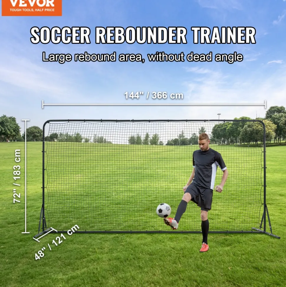 VEVOR Soccer Rebounder Net, 12x6FT Iron Soccer Training Equipment, Sports Football Training Gift with Portable Bag, Volleyball Rebounder Wall Perfect for Backyard Practicing, Solo Training, Passing