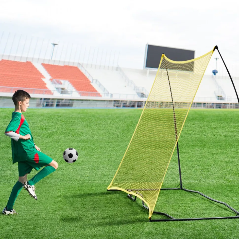 VEVOR Soccer Rebounder, Portable Soccer Trainer, 7x7FT Iron & Polyester Soccer Practice Equipment, Sports Football Rebounder Wall with Portable Bag, Perfect for Team Solo Training, Passing, Volley