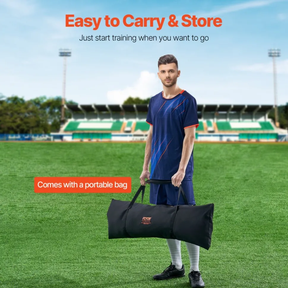 VEVOR Soccer Rebounder, Portable Soccer Trainer, 7x7FT Iron & Polyester Soccer Practice Equipment, Sports Football Rebounder Wall with Portable Bag, Perfect for Team Solo Training, Passing, Volley