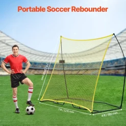 VEVOR Soccer Rebounder, Portable Soccer Trainer, 7x7FT Iron & Polyester Soccer Practice Equipment, Sports Football Rebounder Wall with Portable Bag, Perfect for Team Solo Training, Passing, Volley