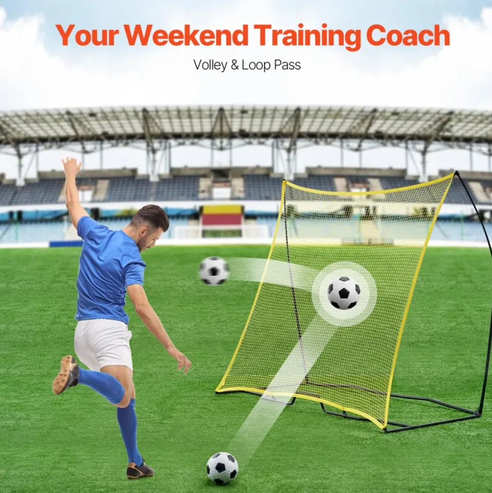 VEVOR Soccer Rebounder, Portable Soccer Trainer, 7x7FT Iron & Polyester Soccer Practice Equipment, Sports Football Rebounder Wall with Portable Bag, Perfect for Team Solo Training, Passing, Volley
