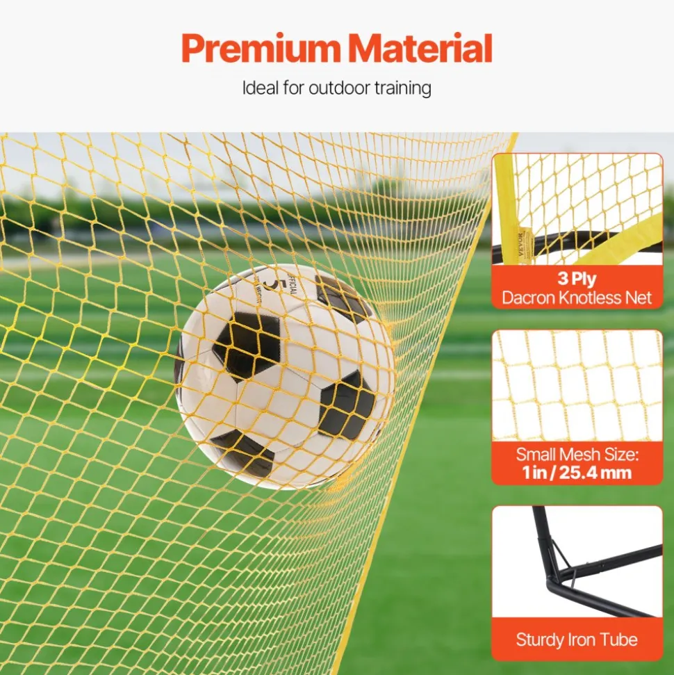 VEVOR Soccer Rebounder, Portable Soccer Trainer, 7x7FT Iron & Polyester Soccer Practice Equipment, Sports Football Rebounder Wall with Portable Bag, Perfect for Team Solo Training, Passing, Volley
