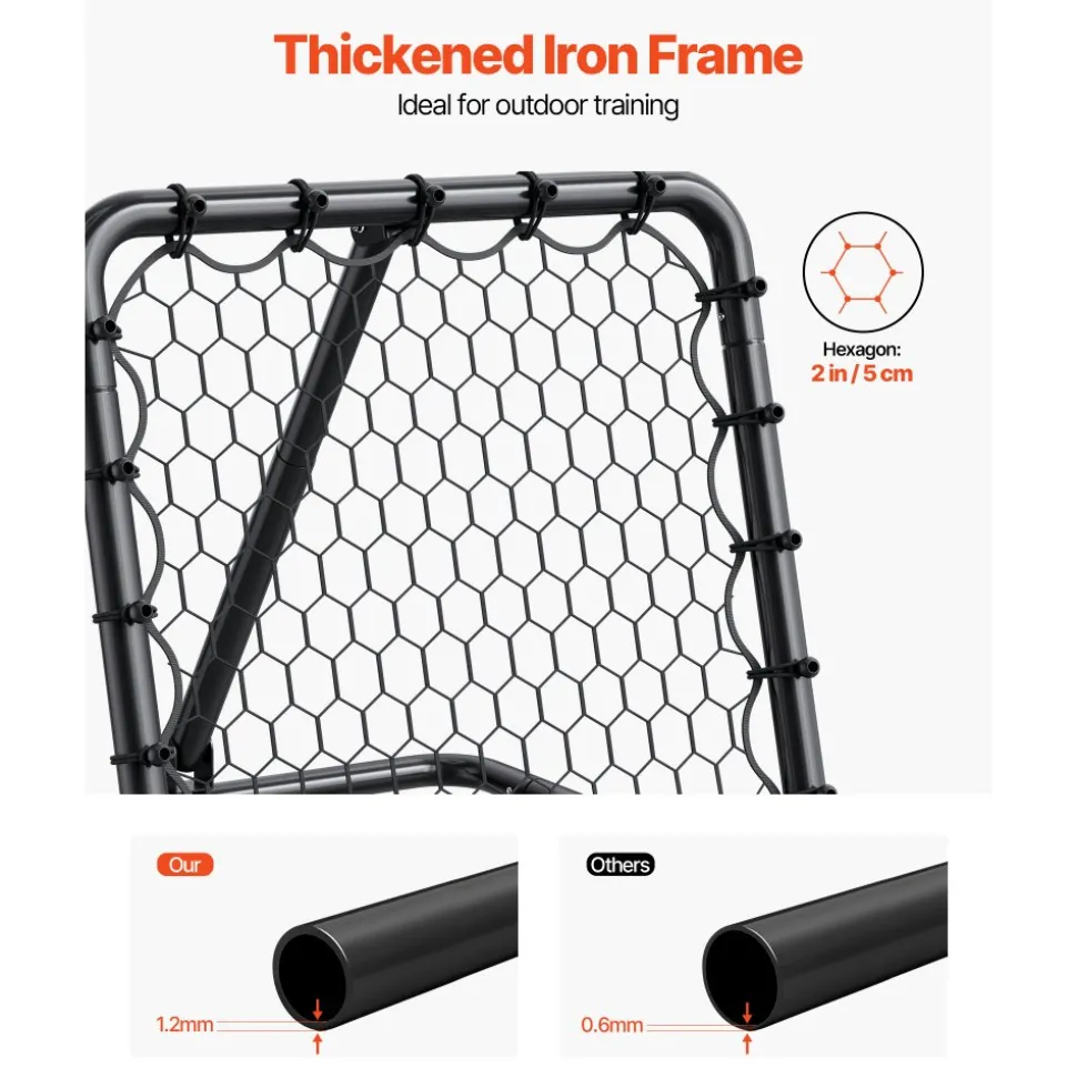 VEVOR Soccer Rebounder Rebound Net, Kick-Back 34"x34", Portable Football Training Gifts, Fully Adjustable Angles Goal Net, Aids & Equipment for Kids Teens & All Ages, Easy Set Up & Perfect Storage