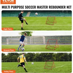 VEVOR Soccer Rebounder Rebound Net, Kick-Back 39"x39", Portable Football Training Gifts, Aids & Equipment for Kids Teens & All Ages, Easy Set Up & Perfect Storage