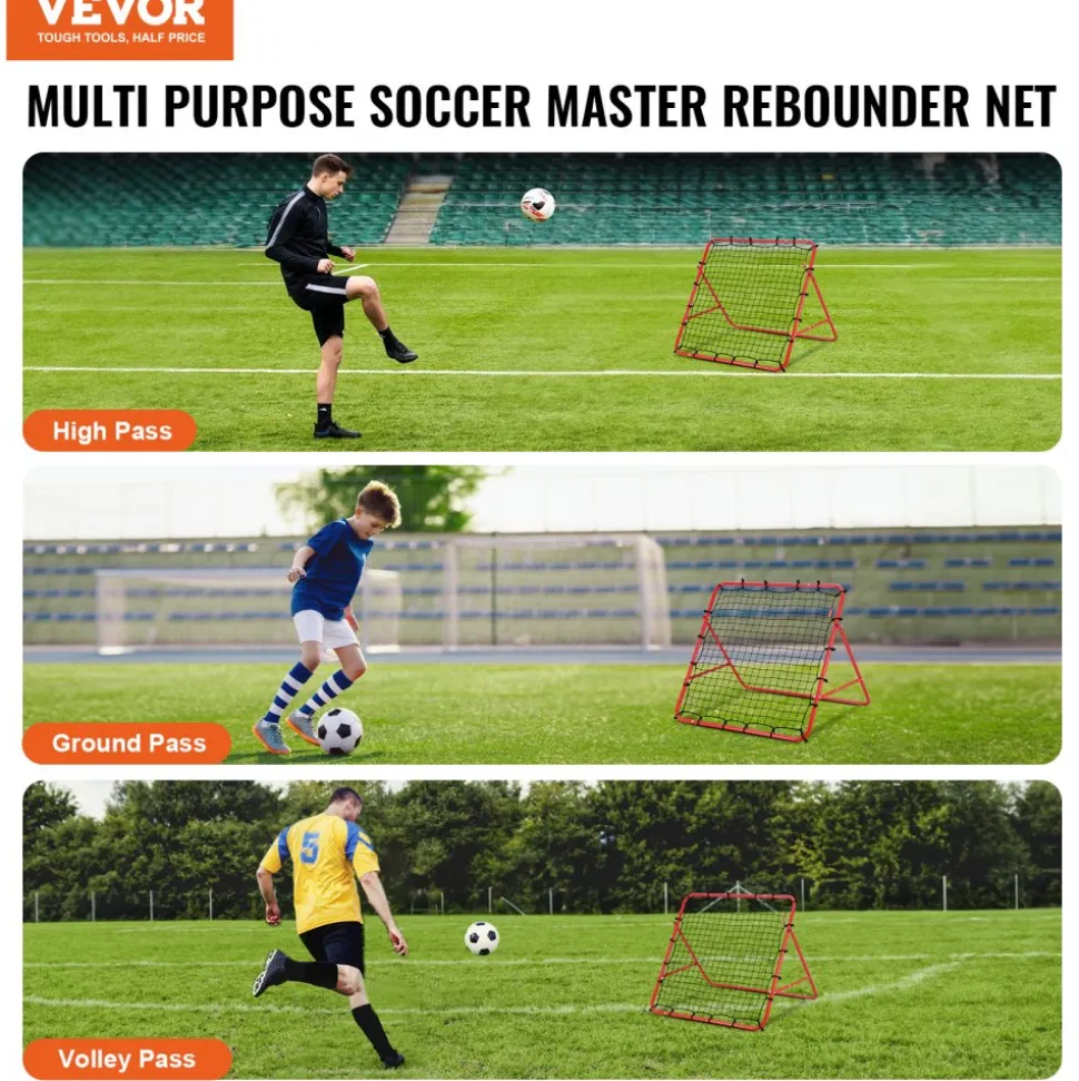 VEVOR Soccer Rebounder Rebound Net, Kick-Back 39"x39", Portable Football Training Gifts, Aids & Equipment for Kids Teens & All Ages, Easy Set Up & Perfect Storage