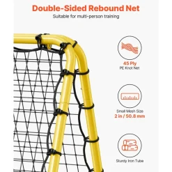 VEVOR Soccer Rebounder Rebound Net, 40"x35"x37" Portable Football Training Gifts, Fully Adjustable Angles Goal Net, Aids & Equipment for Kids Teens & All Ages, Easy Set Up & Perfect Storage